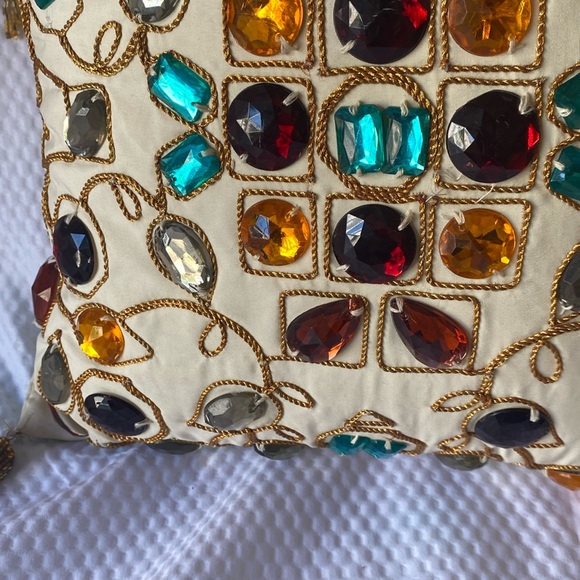 Pier 1 Embellished Decorative Pillow with beaded embroidery and Gem Accents - Picture 9 of 9